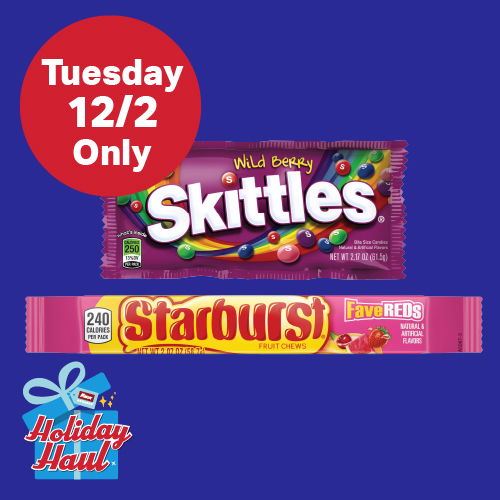 Tuesday 12/2 Only: Free Standard Skittles or Starburst with Any In-Store Purchase