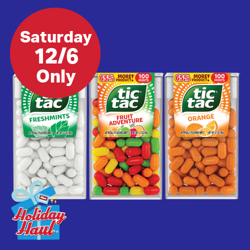 Saturday 12/6 Only: Free Tic Tac Singles with Any In-Store Purchase